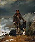 Land Paintings - A Woman from the Land of Eskimos by Leon Cogniet